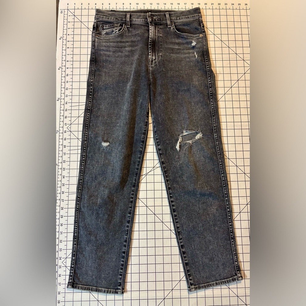 7 For All Mankind Women’s Size 29 Black High Waist Cropped Straight Jeans